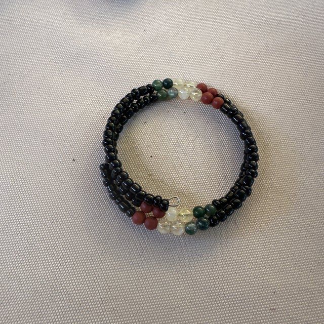 Moss agate, citrine and red jasper bracelet